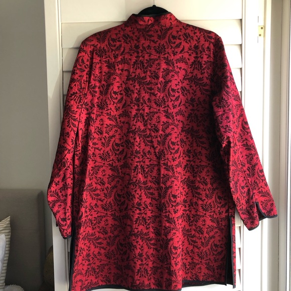 Chico's Red Floral Jacket - Picture 4 of 6